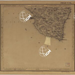 CARTA DELLE PROVINCIE NAPOLETANE IN 25 FOGLI COL PROCEDIMENTO DEL GENERALE AVET ALLA SCALA DI 1 250.000 PUBBLICATA DALL'ISTITUTO TOPOGRAFICO MILITARE 1874 - FOGLIO XX.