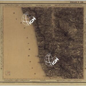 CARTA DELLE PROVINCIE NAPOLETANE IN 25 FOGLI COL PROCEDIMENTO DEL GENERALE AVET ALLA SCALA DI 1 250.000 PUBBLICATA DALL'ISTITUTO TOPOGRAFICO MILITARE 1874 - FOGLIO XXI.