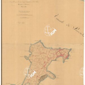 PIANTA TOPOGRAFICA DELL'ISOLA DI PROCIDAE SUO CANALE RIDOTTA E DISEGNATA NEL BURO' TOPOGRAFICO D'ORDINE DI S.E. IL MINISTRO DELLA GUERRA E MARINA DA QUELLA GIA' LEVATA DAGLI INGEGNERI DI D. BURO'MARCHESI E SALVATORI