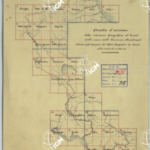TAVOLETTE AL 20.000 PER LA CARTA DEL REGNO DI NAPOLI - QUADRO D'INSIEME DELLA RIDUZIONE FOTOGRAFICA AL 50,000 DELLA ZONA DELLE PROVINCIE MERIDIONALI RILEVATA DAGLI INGEGNERI  DELL'UFFICIO TOPOGRAFICO DI NAPOLI ALLA SCALA DI 1 A 20,000.