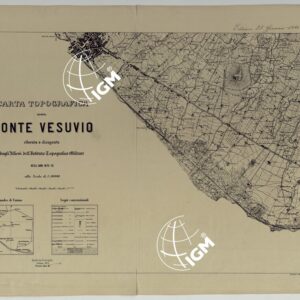 CARTA TOPOGRAFICA DEL MONTE VESUVIO RILEVATA E DISEGNATA DAGLI ALLIEVI DELL'ISTITUTO TOPOGRAFICO MIITARE NEGLI ANNI 1876-76 ALLA SCALA DI 1:10000 - FOGLIO V QUADRO D'UNIONE TITOLO.