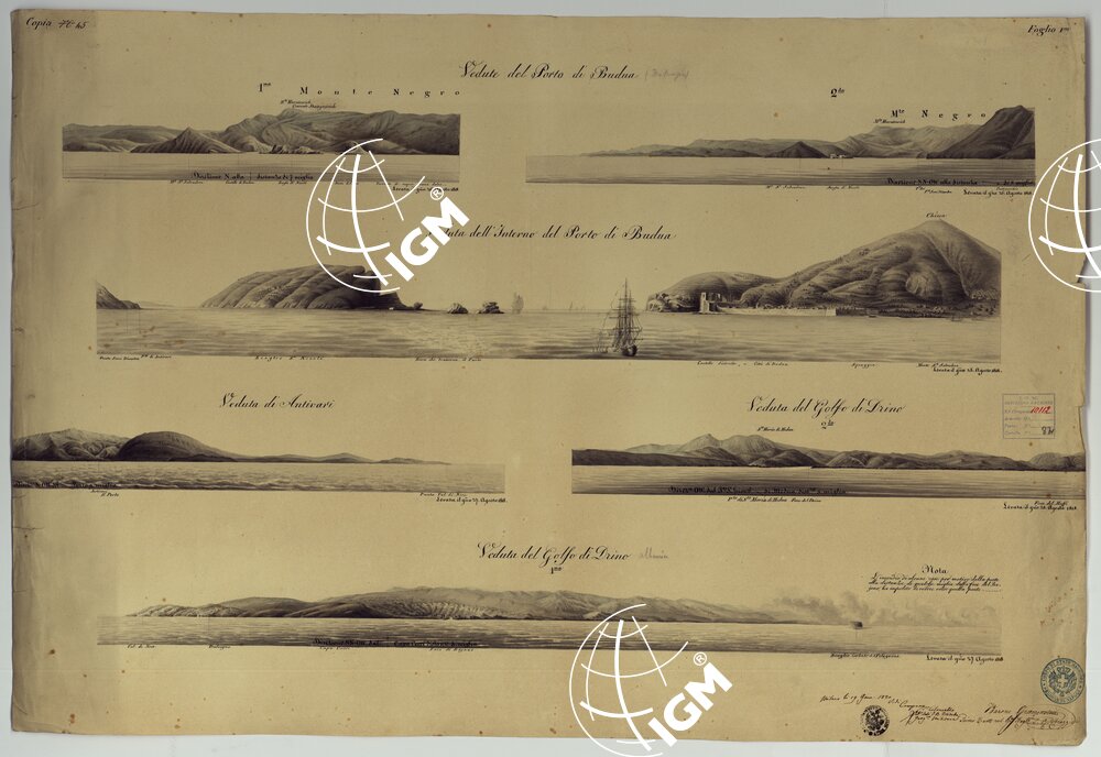 Vedute di alcuni punti delle Coste Dalmate, Montenegrine, Albanesi e delle Isole Ionie - Foglio 45-I - Albania - Montenegro