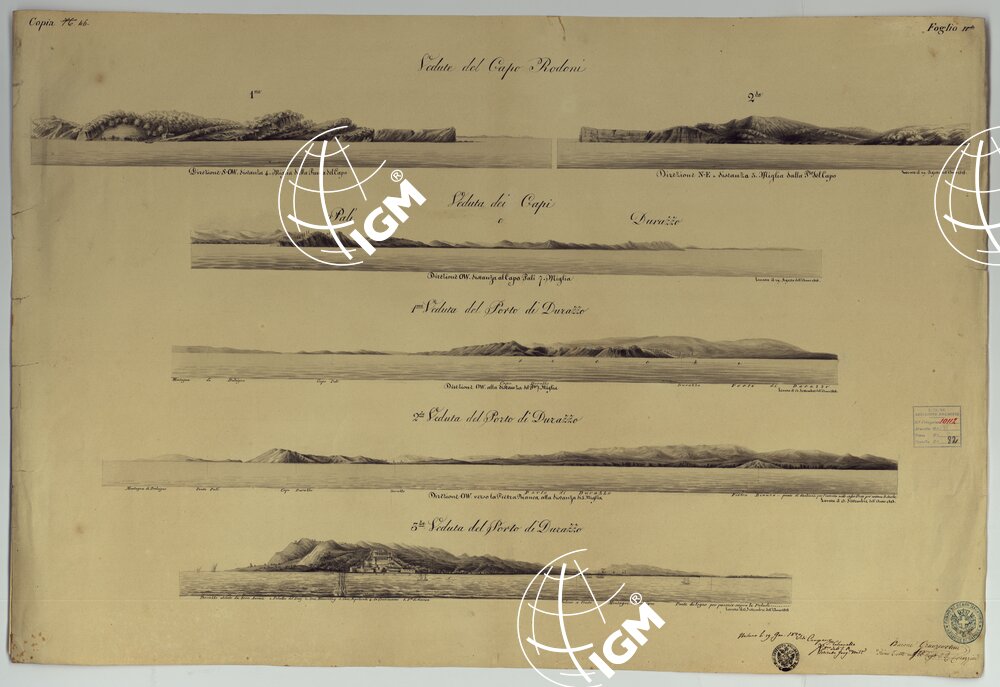 Vedute di alcuni punti delle Coste Dalmate, Montenegrine, Albanesi e delle Isole Ionie - Foglio 46-II - Albania