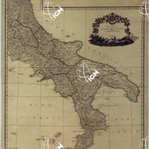 CARTA DEL REGNO DI NAPOLI INDICANTE LA DIVISIONE DELLE XIV SUE PROVINCIE. RIZZI ZANNONI, 1807.