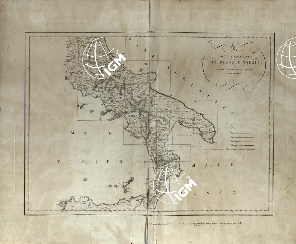 ATLANTE GEOGRAFICO DEL REGNO DI NAPOLI DELINEATO PER ORDINE DI FERDINANDO IV RE DELLE DUE SICILIE E C. E C. DA GIO' ANTONIO RIZZI ZANNONI GEOGRAFO DI SUA MAESTA' E TERMINATO NEL 1808. QUADRO D'UNIONE.