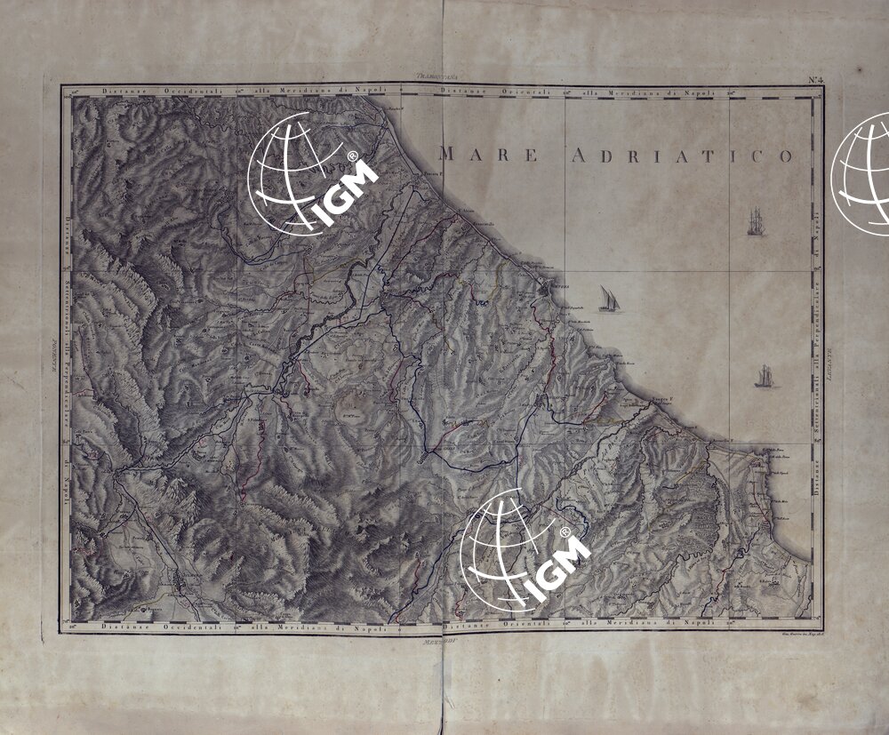 ATLANTE GEOGRAFICO DEL REGNO DI NAPOLI DELINEATO PER ORDINE DI FERDINANDO IV RE DELLE DUE SICILIE E C. E C. DA GIO' ANTONIO RIZZI ZANNONI GEOGRAFO DI SUA MAESTA' E TERMINATO NEL 1808 - TAVOLA 4.