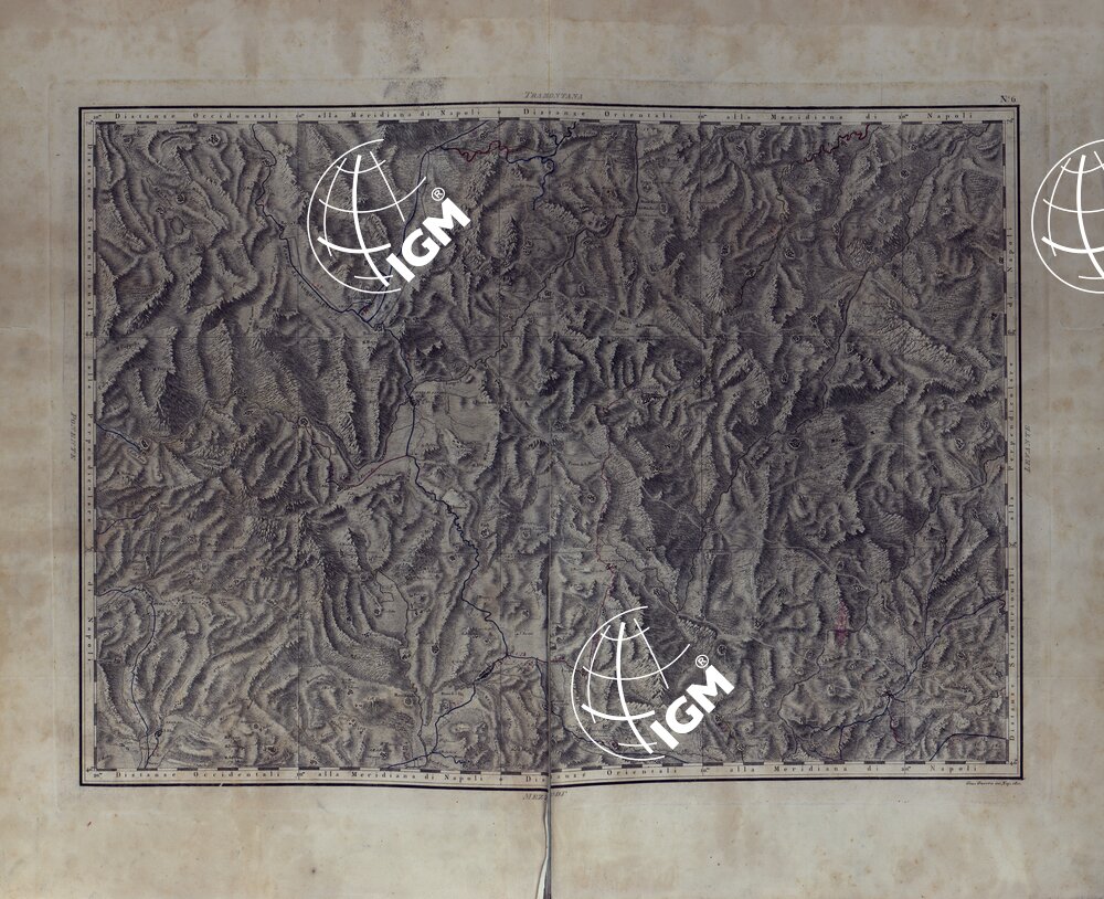 ATLANTE GEOGRAFICO DEL REGNO DI NAPOLI DELINEATO PER ORDINE DI FERDINANDO IV RE DELLE DUE SICILIE E C. E C. DA GIO' ANTONIO RIZZI ZANNONI GEOGRAFO DI SUA MAESTA' E TERMINATO NEL 1808 - TAVOLA 6.