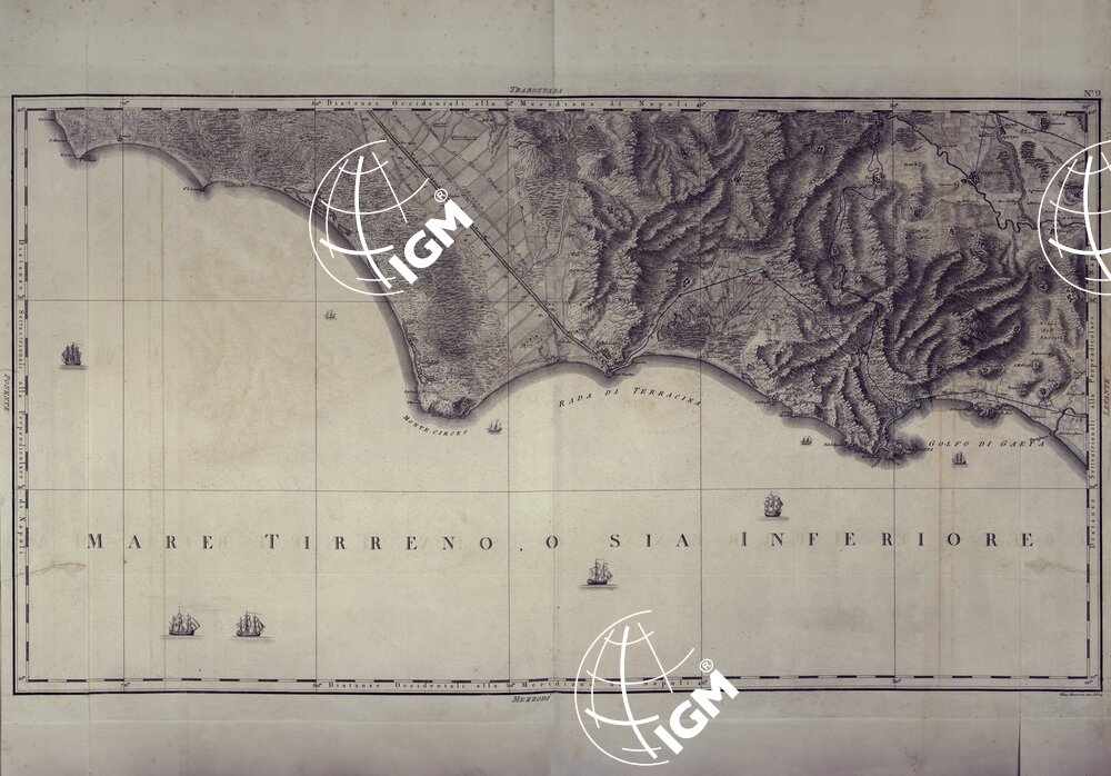 ATLANTE GEOGRAFICO DEL REGNO DI NAPOLI DELINEATO PER ORDINE DI FERDINANDO IV RE DELLE DUE SICILIE E C. E C. DA GIO' ANTONIO RIZZI ZANNONI GEOGRAFO DI SUA MAESTA' E TERMINATO NEL 1808 - TAVOLA 9.