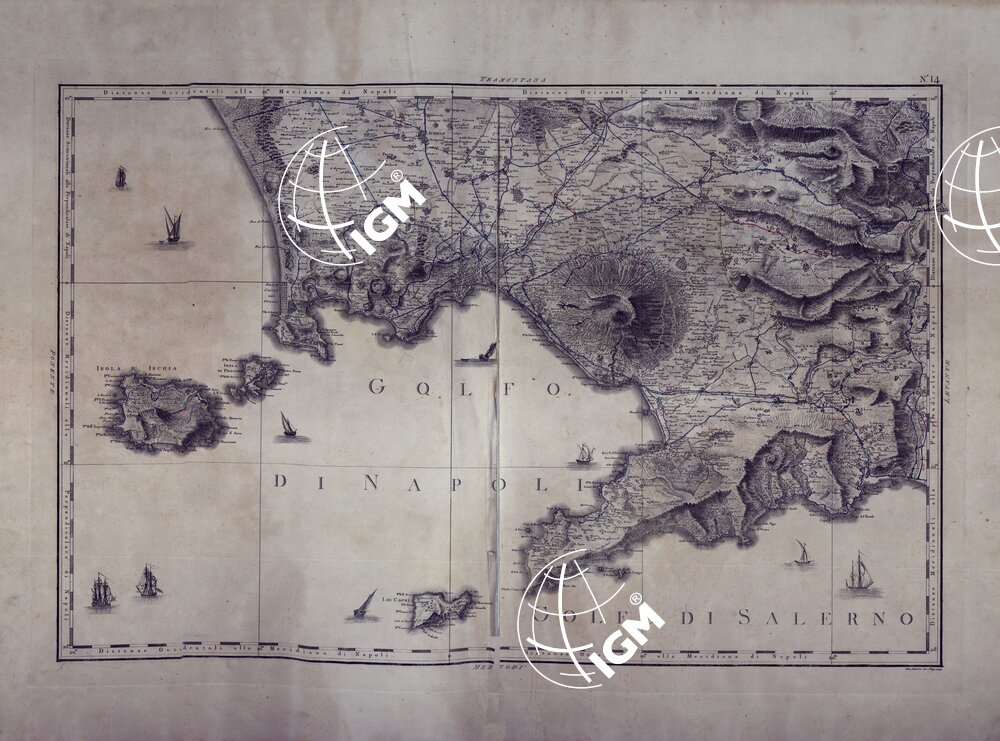 ATLANTE GEOGRAFICO DEL REGNO DI NAPOLI DELINEATO PER ORDINE DI FERDINANDO IV RE DELLE DUE SICILIE E C. E C. DA GIO' ANTONIO RIZZI ZANNONI GEOGRAFO DI SUA MAESTA' E TERMINATO NEL 1808 - TAVOLA 14.