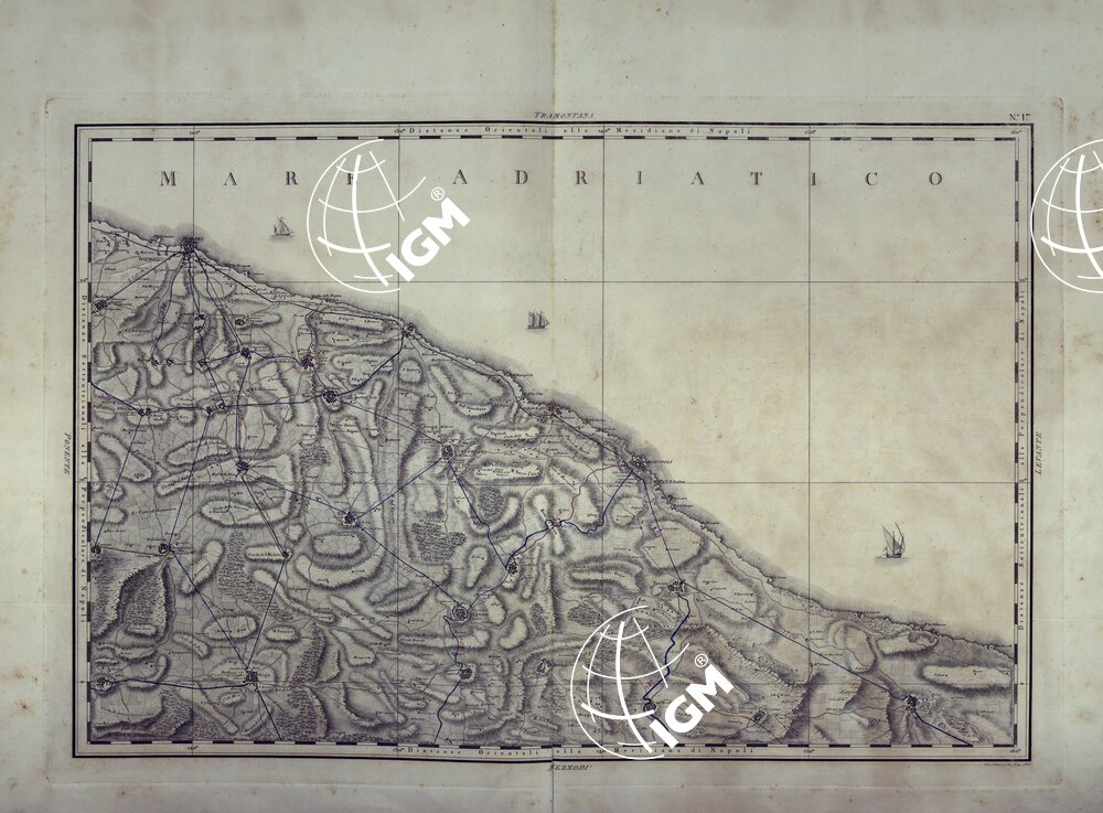 ATLANTE GEOGRAFICO DEL REGNO DI NAPOLI DELINEATO PER ORDINE DI FERDINANDO IV RE DELLE DUE SICILIE E C. E C. DA GIO' ANTONIO RIZZI ZANNONI GEOGRAFO DI SUA MAESTA' E TERMINATO NEL 1808 - TAVOLA 17.
