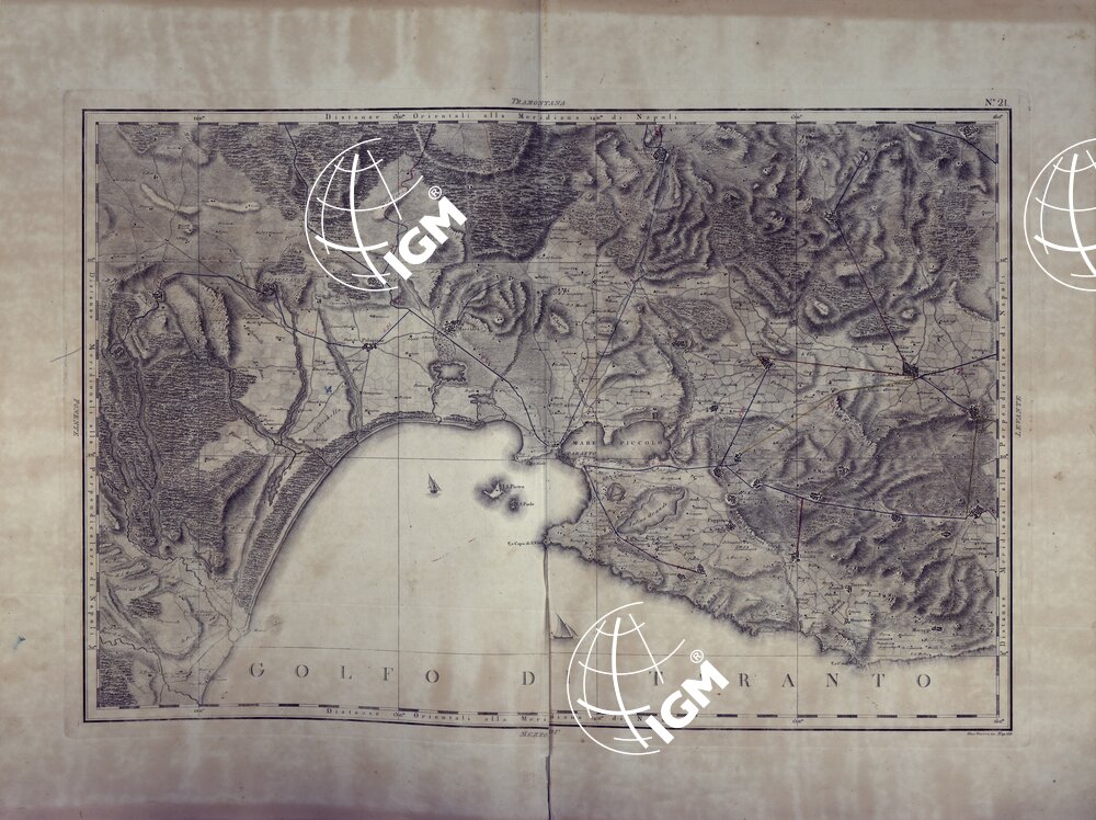 ATLANTE GEOGRAFICO DEL REGNO DI NAPOLI DELINEATO PER ORDINE DI FERDINANDO IV RE DELLE DUE SICILIE E C. E C. DA GIO' ANTONIO RIZZI ZANNONI GEOGRAFO DI SUA MAESTA' E TERMINATO NEL 1808 - TAVOLA 21.