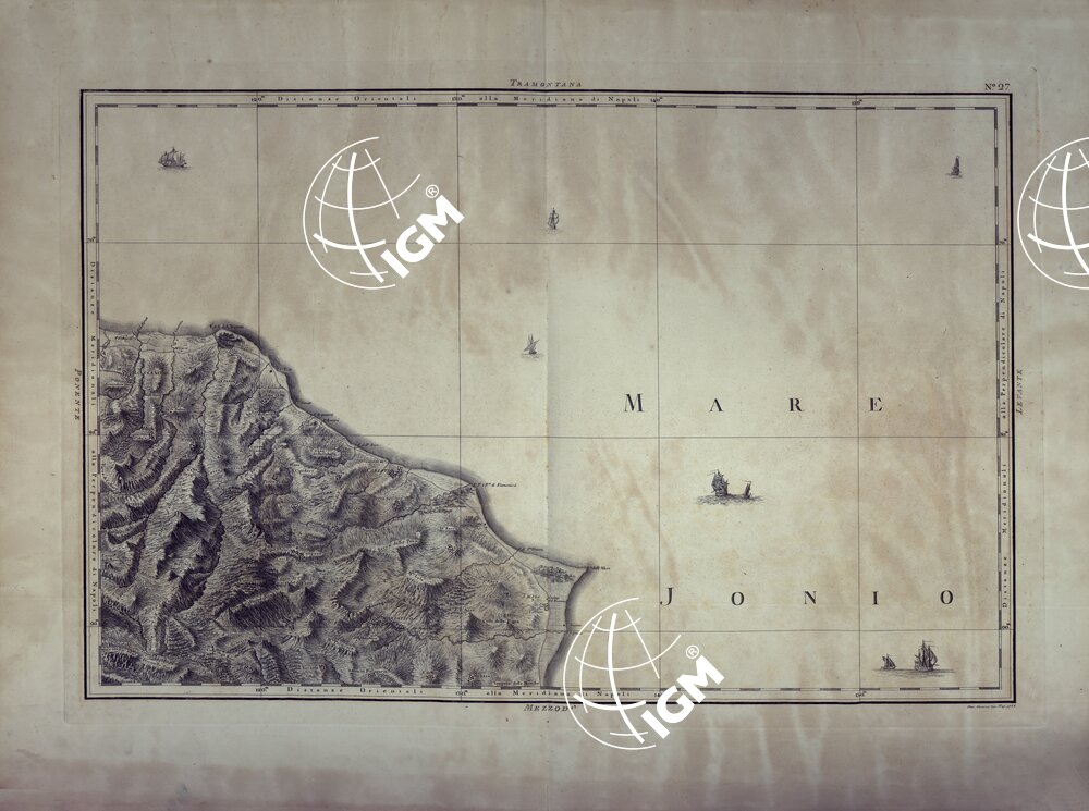 ATLANTE GEOGRAFICO DEL REGNO DI NAPOLI DELINEATO PER ORDINE DI FERDINANDO IV RE DELLE DUE SICILIE E C. E C. DA GIO' ANTONIO RIZZI ZANNONI GEOGRAFO DI SUA MAESTA' E TERMINATO NEL 1808 - TAVOLA 27.