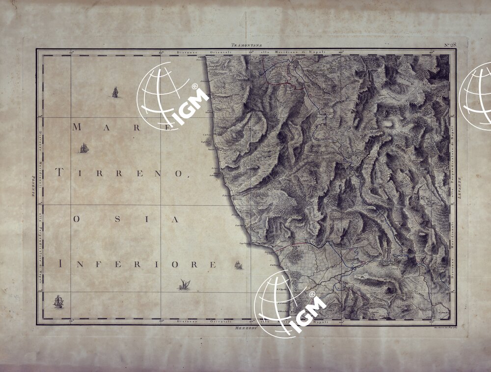 ATLANTE GEOGRAFICO DEL REGNO DI NAPOLI DELINEATO PER ORDINE DI FERDINANDO IV RE DELLE DUE SICILIE E C. E C. DA GIO' ANTONIO RIZZI ZANNONI GEOGRAFO DI SUA MAESTA' E TERMINATO NEL 1808 - TAVOLA 28.