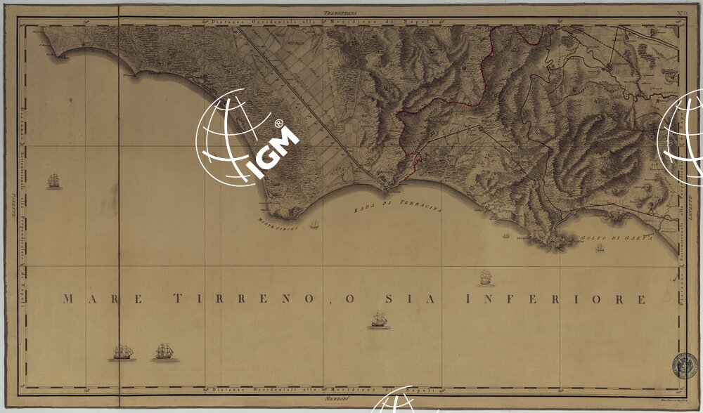 ATLANTE GEOGRAFICO DEL REGNO DI NAPOLI DELINEATO PER ORDINE DI FERDINANDO IV RE DELLE DUE SICILIE &C., &C., DA GIO. ANTONIO RIZZI ZANNONI GEOGRAFO DI SUA MAESTA' E TERMINATO NEL 1808 - TAVOLA 9.