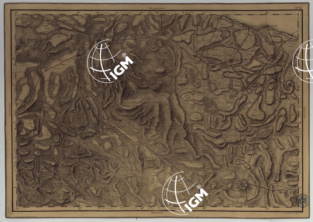 ATLANTE GEOGRAFICO DEL REGNO DI NAPOLI DELINEATO PER ORDINE DI FERDINANDO IV RE DELLE DUE SICILIE &C., &C., DA GIO. ANTONIO RIZZI ZANNONI GEOGRAFO DI SUA MAESTA' E TERMINATO NEL 1808 - TAVOLA 16.