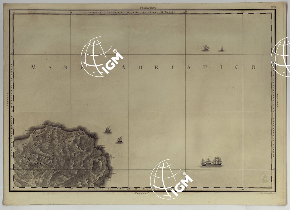 ATLANTE GEOGRAFICO DEL REGNO DI NAPOLI DELINEATO PER ORDINE DI FERDINANDO IV RE DELLE DUE SICILIE &C., &C., DA GIO. ANTONIO RIZZI ZANNONI GEOGRAFO DI SUA MAESTA' E TERMINATO NEL 1808 - TAVOLA 8.