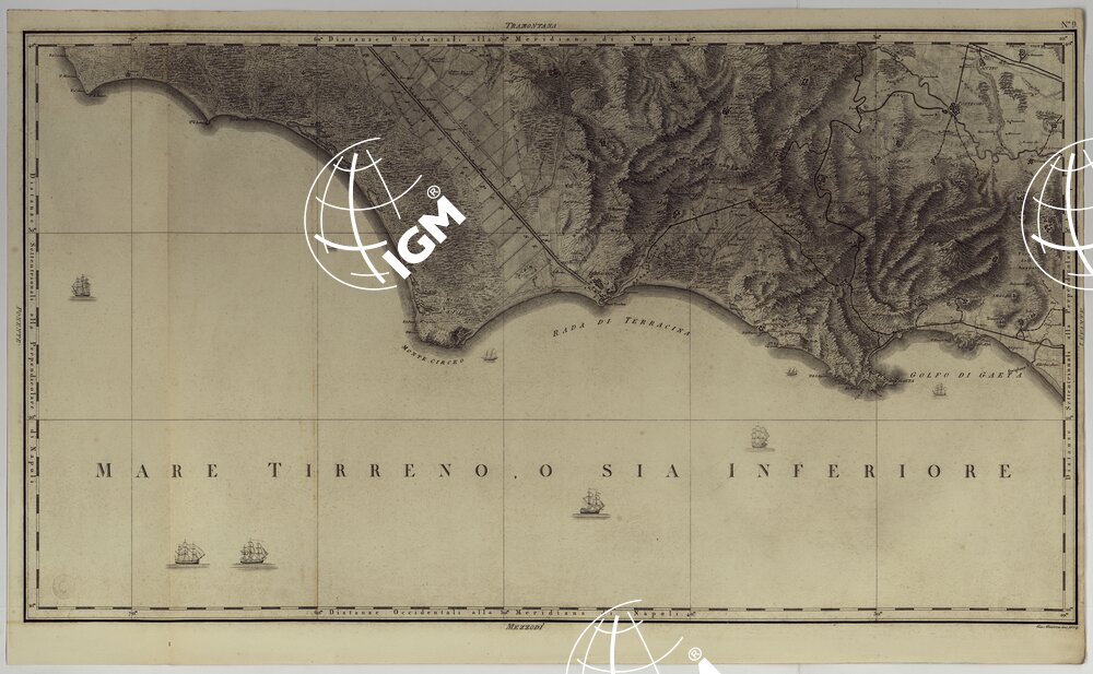 ATLANTE GEOGRAFICO DEL REGNO DI NAPOLI DELINEATO PER ORDINE DI FERDINANDO IV RE DELLE DUE SICILIE &C., &C., DA GIO. ANTONIO RIZZI ZANNONI GEOGRAFO DI SUA MAESTA' E TERMINATO NEL 1808 - TAVOLA 9.
