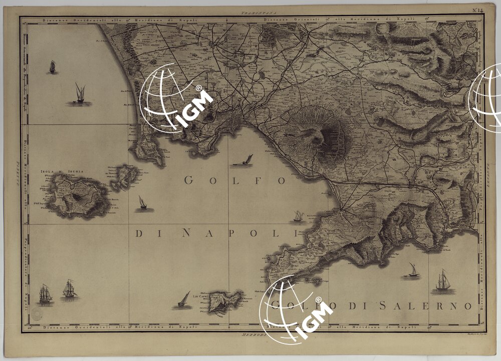 ATLANTE GEOGRAFICO DEL REGNO DI NAPOLI DELINEATO PER ORDINE DI FERDINANDO IV RE DELLE DUE SICILIE &C., &C., DA GIO. ANTONIO RIZZI ZANNONI GEOGRAFO DI SUA MAESTA' E TERMINATO NEL 1808 - TAVOLA 14.