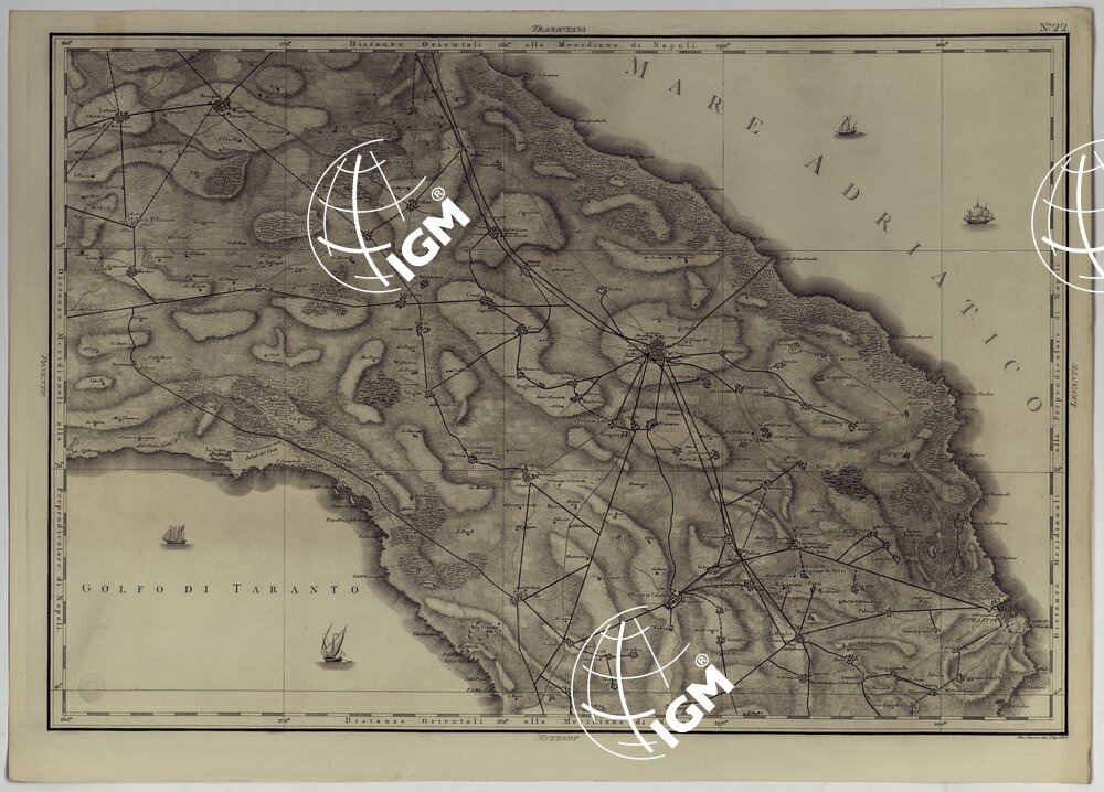 ATLANTE GEOGRAFICO DEL REGNO DI NAPOLI DELINEATO PER ORDINE DI FERDINANDO IV RE DELLE DUE SICILIE &C., &C., DA GIO. ANTONIO RIZZI ZANNONI GEOGRAFO DI SUA MAESTA' E TERMINATO NEL 1808 - TAVOLA 22.