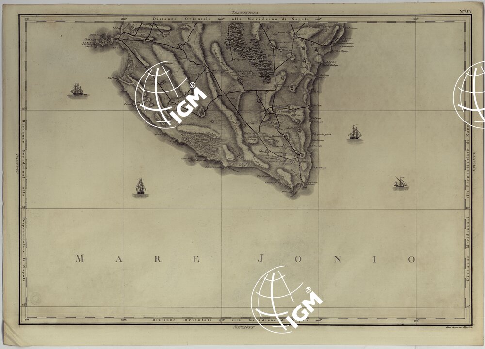 ATLANTE GEOGRAFICO DEL REGNO DI NAPOLI DELINEATO PER ORDINE DI FERDINANDO IV RE DELLE DUE SICILIE &C., &C., DA GIO. ANTONIO RIZZI ZANNONI GEOGRAFO DI SUA MAESTA' E TERMINATO NEL 1808 - TAVOLA 23.