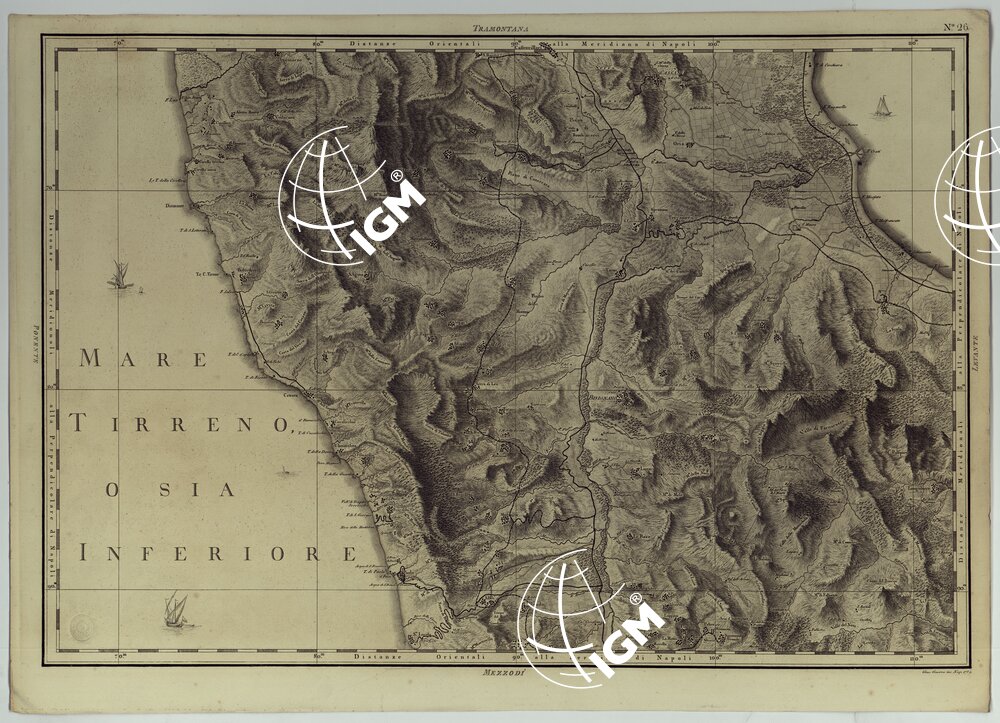 ATLANTE GEOGRAFICO DEL REGNO DI NAPOLI DELINEATO PER ORDINE DI FERDINANDO IV RE DELLE DUE SICILIE &C., &C., DA GIO. ANTONIO RIZZI ZANNONI GEOGRAFO DI SUA MAESTA' E TERMINATO NEL 1808 - TAVOLA 26.