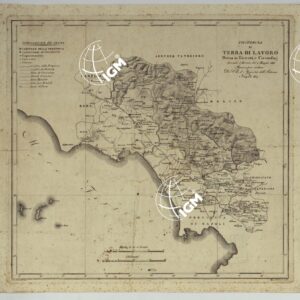 ATLANTE DELLE QUINDICI PROVINCIE AL DI QUA DEL FARO DEL REGNO DELLE DUE SICILIE A NORMA DELLA LEGGE DEL 1° MAGGIO 1816. INCISE D'ORDINE DI S. E. IL SEGRETARIO DI STATO MINISTRO DEGLI AFFARI INTERNI DA GENNARO BARTOLI - PROVINCIA DI TERRA DI LAVORO.