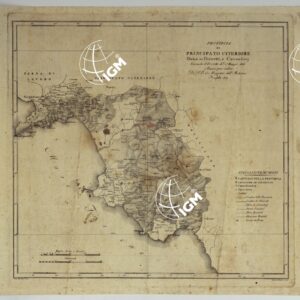 ATLANTE DELLE QUINDICI PROVINCIE AL DI QUA DEL FARO DEL REGNO DELLE DUE SICILIE A NORMA DELLA LEGGE DEL 1° MAGGIO 1816. INCISE D'ORDINE DI S. E. IL SEGRETARIO DI STATO MINISTRO DEGLI AFFARI INTERNI DA GENNARO BARTOLI - PRINCIPATO CITERIORE.