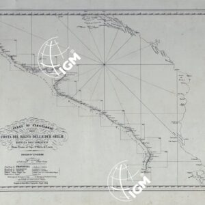 CARTA DI CABOTAGGIO DELLA COSTA DEL REGNO DELLE DUE SICILIE BAGNATA DALL'ADRIATICO DAL FIUME TRONTO AL CAPO DI S.TA MARIA DI LEUCA ESEGUITA NEL REALE OFFICIO TOPOGRAFICO. NAPOLI, 1834 - FOGLIO D'INSIEME.