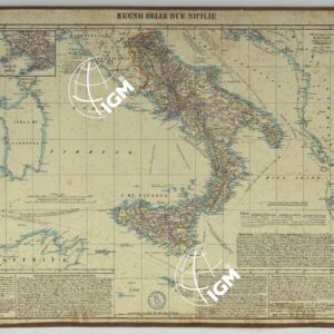 CARTA AMMINISTRATIVA DEL REGNO DELLE DUE SICILIE DIVISA IN SINGOLE PROVINCIE - FOGLIO D'INSIEME.