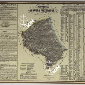 CARTA AMMINISTRATIVA DEL REGNO DELLE DUE SICILIE DIVISA IN SINGOLE PROVINCIE - PROVINCIA DI ABRUZZO ULTERIORE 1°.