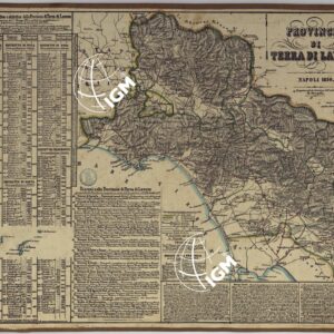 CARTA AMMINISTRATIVA DEL REGNO DELLE DUE SICILIE DIVISA IN SINGOLE PROVINCIE - PROVINCIA DI TERRA DI LAVORO.
