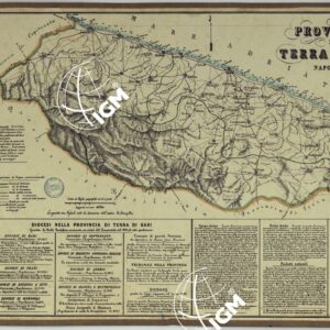 CARTA AMMINISTRATIVA DEL REGNO DELLE DUE SICILIE DIVISA IN SINGOLE PROVINCIE - PROVINCIA DI TERRA DI BARI.