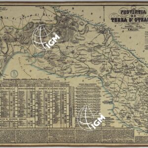 CARTA AMMINISTRATIVA DEL REGNO DELLE DUE SICILIE DIVISA IN SINGOLE PROVINCIE - PROVINCIA DI TERRA D'OTRANTO.