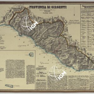 CARTA AMMINISTRATIVA DEL REGNO DELLE DUE SICILIE DIVISA IN SINGOLE PROVINCIE - PROVINCIA DI GIRGENTI.