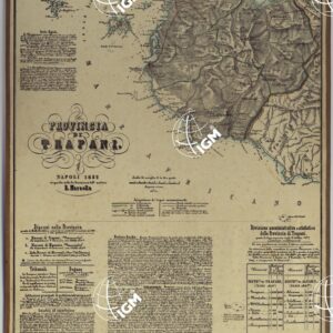 CARTA AMMINISTRATIVA DEL REGNO DELLE DUE SICILIE DIVISA IN SINGOLE PROVINCIE - PROVINCIA DI TRAPANI.