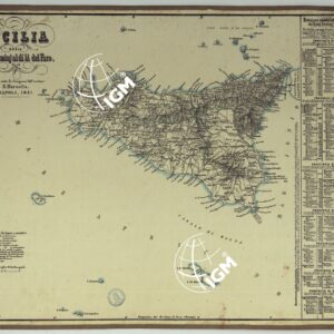 CARTA AMMINISTRATIVA DEL REGNO DELLE DUE SICILIE DIVISA IN SINGOLE PROVINCIE - SICILIA.