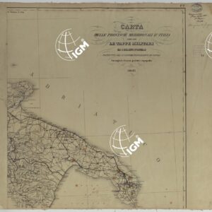 CARTA DELLE PROVINCIE MERIDIONALI D'ITALIA INDICANTE LE TAPPE MILITARI ED I RILIEVI POSTALI COSTRUTTA NEL R.LE OFFICIO TOPOGRAFICO DI NAPOLI SUI MIGLIORI ELEMENTI GEODETICI E TOPOGRAFICI - FOGLIO 2.