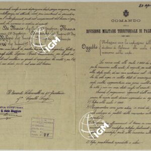 CARTA DEI DINTORNI DI PALERMO ALLA SCALA DI 1 A 10.000 PER LEMANOVRE SULLA CARTA ESEGUITA MEDIANTE INGRANDIMENTO GEOMETRICO DELLA CARTA AL 50.000, RIVEDUTA E COMPLETATA IN OGNI PARTE SUL TERRENO, CON STRUMENTI PER LEVATE SPEDITIVE - TITOLO