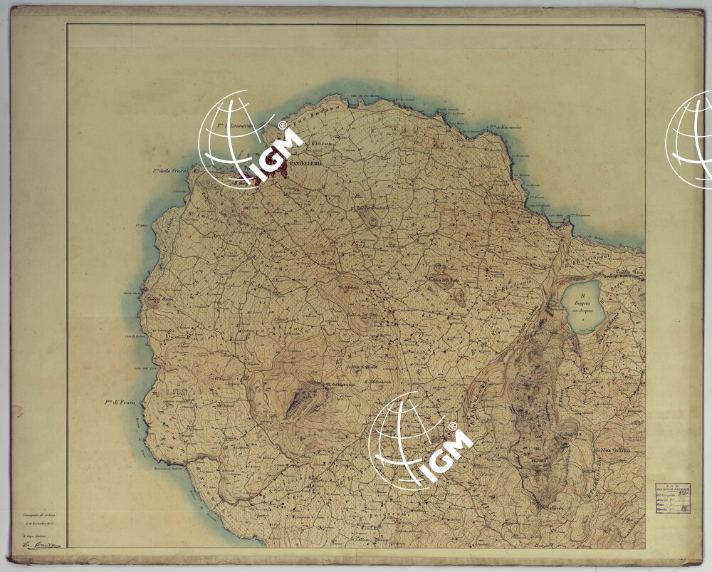 CARTA TOPOGRAFICA DELL'ISOLA DI PANTELLERIA RILEVATA E DISEGNATA DAGLI ALLIEVI DELL'ISTITUTO TOPOGRAFICO MILITARE ALLA SCALA DI 1:10.000 NELL'ANNO 1877 - FOGLIO 1.