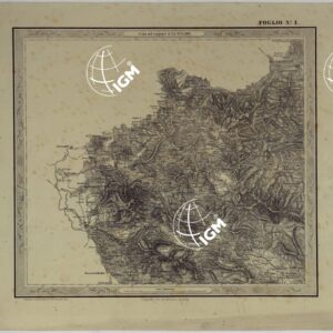 CARTA DELLE PROVINCE NAPOLITANE IN FOGLI 25 FOTOINCISA COL PROCEDIMENTO DEL GENERALE AVET ALLA SCALA DI 1:250.000 PUBBLICATA DALL'ISTITUTO TOPOGRAFICO MILITARE, 1874 - FOGLIO I.