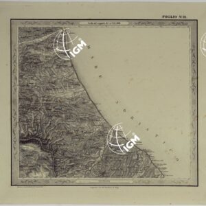 CARTA DELLE PROVINCE NAPOLITANE IN FOGLI 25 FOTOINCISA COL PROCEDIMENTO DEL GENERALE AVET ALLA SCALA DI 1:250.000 PUBBLICATA DALL'ISTITUTO TOPOGRAFICO MILITARE, 1874 - FOGLIO II.