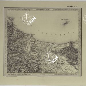 CARTA DELLE PROVINCE NAPOLITANE IN FOGLI 25 FOTOINCISA COL PROCEDIMENTO DEL GENERALE AVET ALLA SCALA DI 1:250.000 PUBBLICATA DALL'ISTITUTO TOPOGRAFICO MILITARE, 1874 - FOGLIO V.