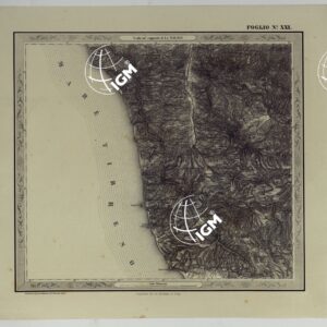 CARTA DELLE PROVINCE NAPOLITANE IN FOGLI 25 FOTOINCISA COL PROCEDIMENTO DEL GENERALE AVET ALLA SCALA DI 1:250.000 PUBBLICATA DALL'ISTITUTO TOPOGRAFICO MILITARE, 1874 - FOGLIO XXI.