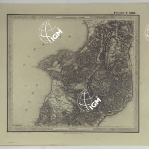 CARTA DELLE PROVINCE NAPOLITANE IN FOGLI 25 FOTOINCISA COL PROCEDIMENTO DEL GENERALE AVET ALLA SCALA DI 1:250.000 PUBBLICATA DALL'ISTITUTO TOPOGRAFICO MILITARE, 1874 - FOGLIO XXIII.
