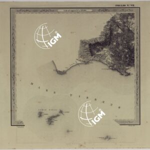 CARTA DELLE PROVINCE NAPOLITANE IN FOGLI 25 FOTOINCISA COL PROCEDIMENTO DEL GENERALE AVET ALLA SCALA DI 1:250.000 COPIA COMPLETA RIVEDUTA DAL 1882 AL 1884 PUBBLICATA DALL'ISTITUTO TOPOGRAFICO MILITARE, 1874 - FOGLIO VII.