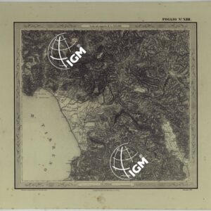 CARTA DELLE PROVINCE NAPOLITANE IN FOGLI 25 FOTOINCISA COL PROCEDIMENTO DEL GENERALE AVET ALLA SCALA DI 1:250.000 COPIA COMPLETA RIVEDUTA DAL 1882 AL 1884 PUBBLICATA DALL'ISTITUTO TOPOGRAFICO MILITARE, 1874 - FOGLIO XIII.