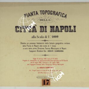 PIANTA TOPOGRAFICA DELLA CITTA' DI NAPOLI ALLA SCALA DI 1:4.000 EDIZIONE CON APPROVAZIONE PER AGGIORNAMENTI CATASTALI - TITOLO.