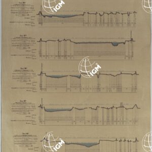 MINISTERO DEI LAVORI PUBBLICI DIREZIONE GENERALE DELLE OPERE IDRAULICHE LIVELLAZIONE DEL FIUME PO ESEGUITA NEL 1874-75. 
PROFILO DI LEVELLAZIONE DEL FIUME PO DA MONCALIERI AL MARE ADRIATICO PER LA FOCE DELLE TOLLE.