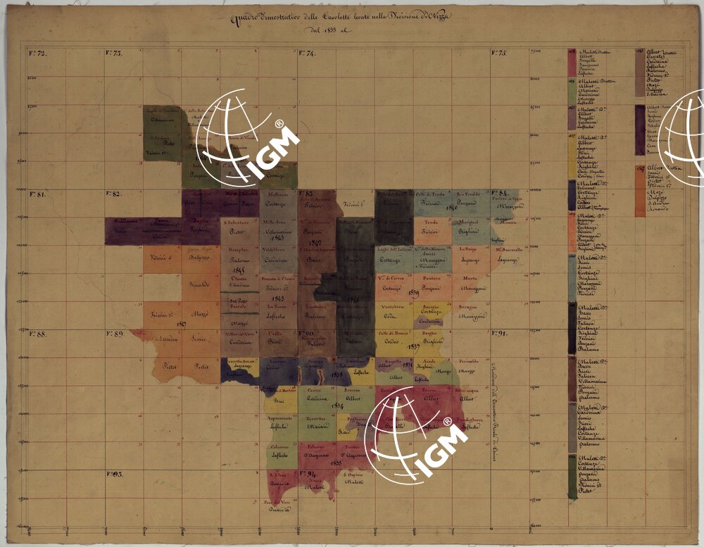 TERRITORIO DELLA CONTEA DI NIZZA - QUADRO DIMOSTRATIVO DELLE TAVOLETTE LEVATE NELLA DIVISIONE DI NIZZA DAL 1833 AL.