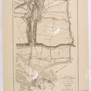 RILIEVO DELLA ZONA T. LA BRACE LE FORMICOLE CON CURVE BATOMETRICHE ESEGUITO NEL 1937 ED INTEGRATE CON RILIEVO AEROFOTOGRAMMETRICO.